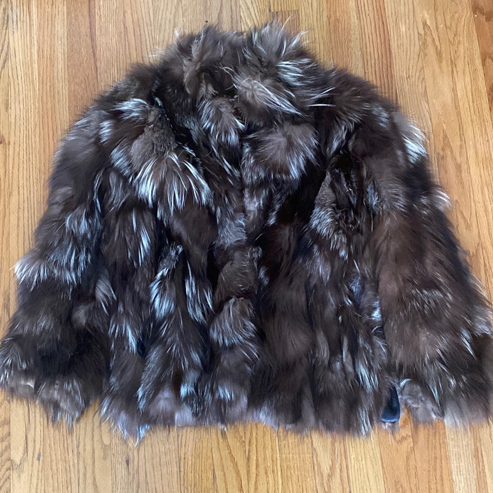 Vintage real silver fox fur coat